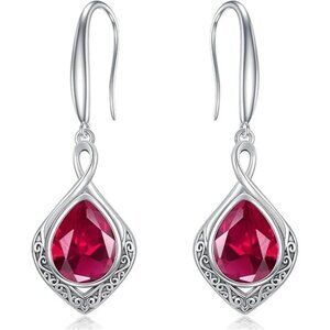 03-July Birthstone Celtic Knot Filigree 925 Silver Infinity Earrings